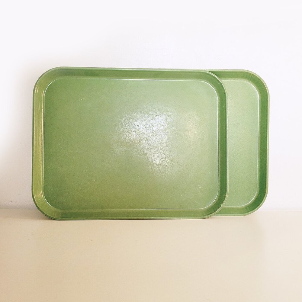 Vintage Cambro Cam-Steel Fiberglass Mint Sage Green Cafeteria Serving Trays